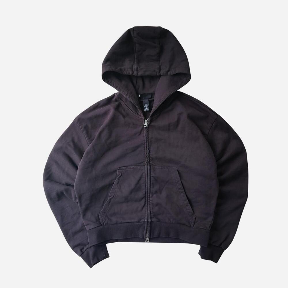H&M Black oversized cropped heavyweight black zip up hoodie